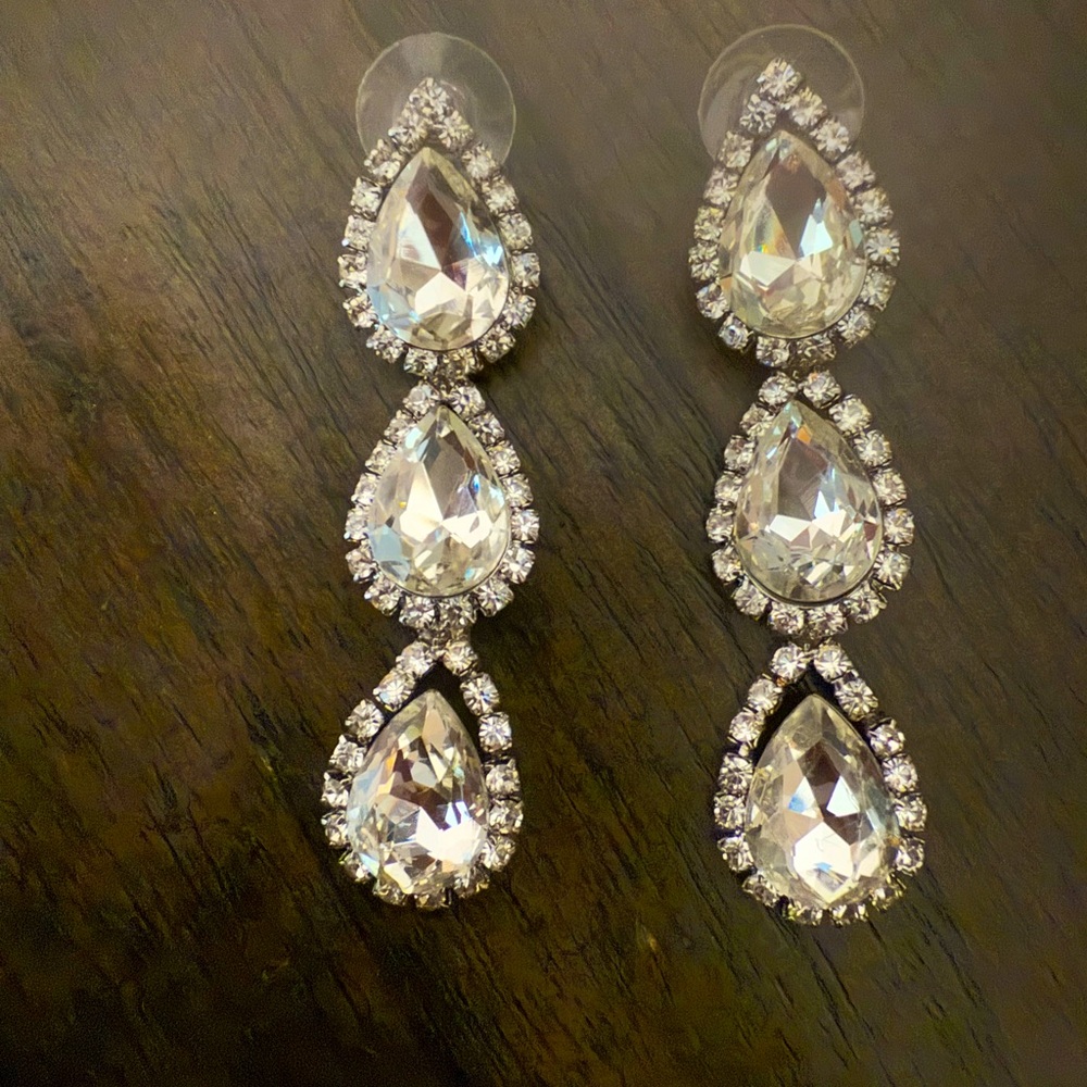 Costume diamond dangling earrings